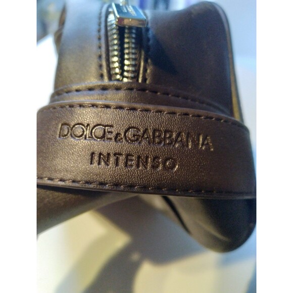 Dolce‎ & Gabbana Intenso Brown Leather Toiletry Travel Bag with Silver Zipper - Picture 1 of 6